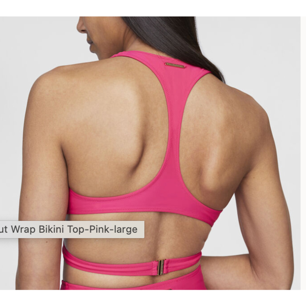 Stella McCartney Graphic Cutout Wrap Bikini Top | Hot Pink, Sz XS $265 - Picture 7 of 8
